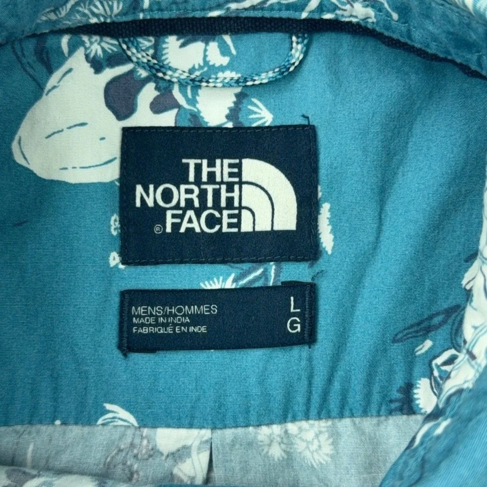 The North Face Shirt‎ Mens Large Blue Camp Print Short Sleeve Hiking Outdoor